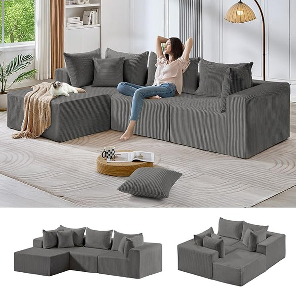 104" Cloud Sectional Couch with L-Shape Chaise,4 Seat Couches for Living Room Bedroom