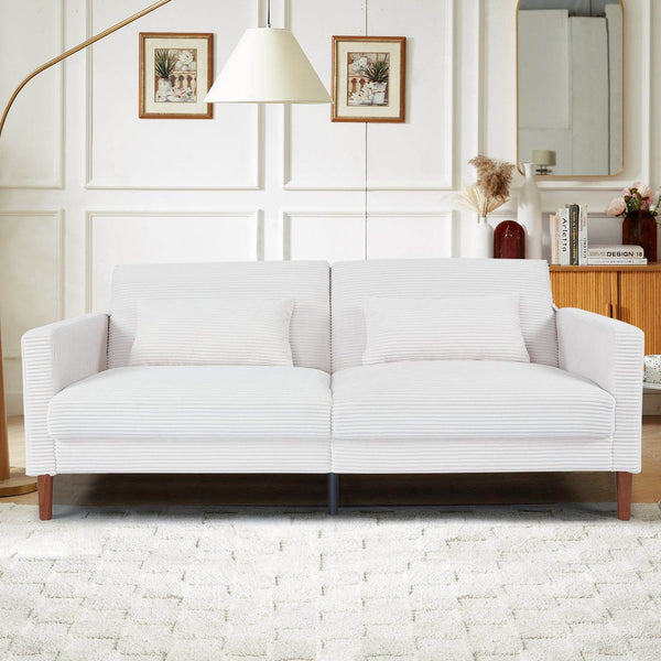 Corduroy Loveseat Sofa with 2 Pillows